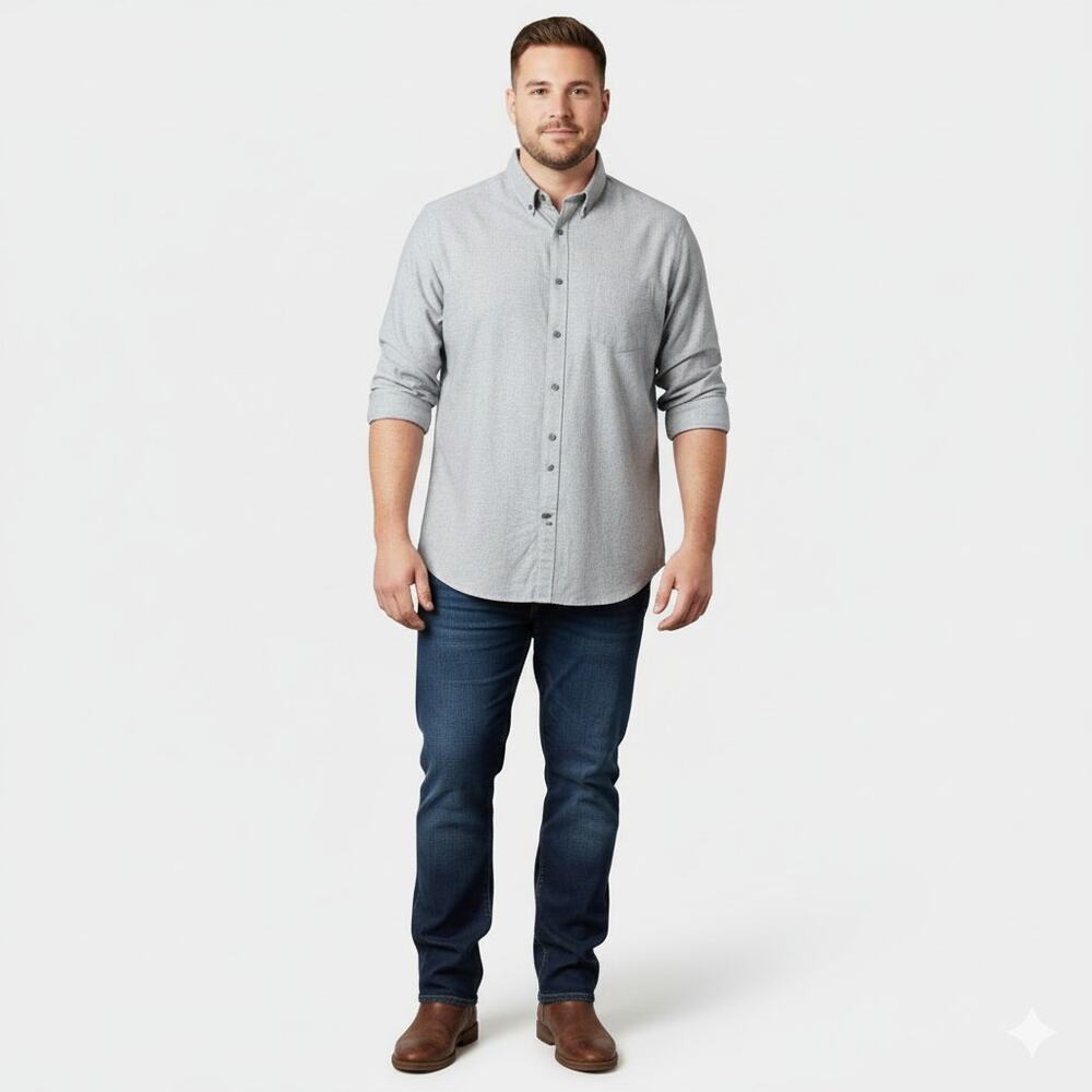 Untuckit Sherwood Men's Flannel Shirt Fits‎ 2XL Button Down Gray